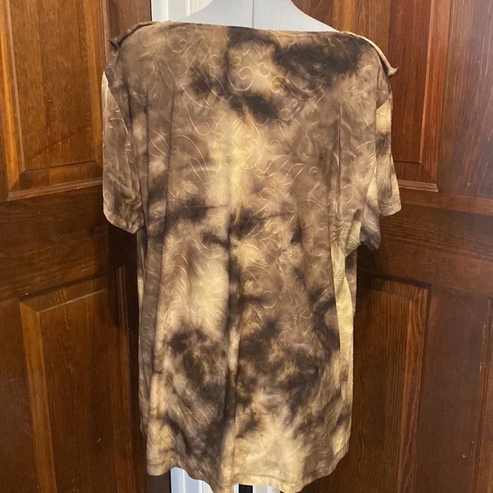 Cato Tie-Dye Short Sleeve Ruffled Blouse - Picture 4 of 5